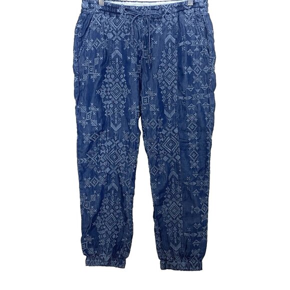 Pete & Greta Johnny Was Embroidered Nina Jogger Pants Small Pull on Chambray - Picture 4 of 14
